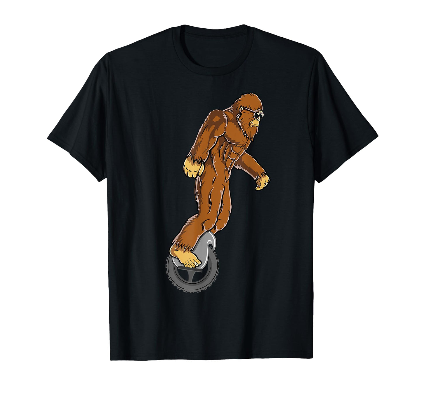 Sasquatch Bigfoot Funny Designs For Men & Women Bigfoot on Electric Unicycle EUC Monowheel Airwheel Funny T-Shirt