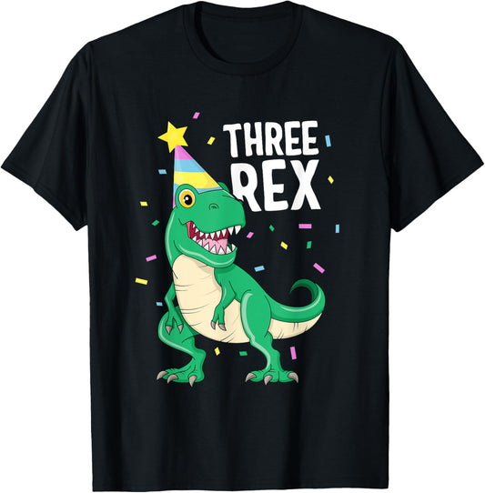 Three Rex 3rd Birthday Boy T-Rex Dinosaur Party Happy Third T-Shirt