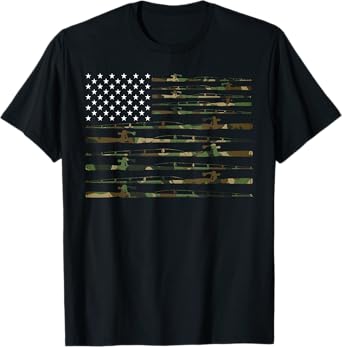 Camouflage Fishing 4th of july fishing american flag Camo T-Shirt