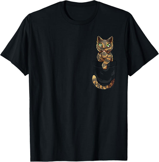 Pocket Tortoiseshell Tortie Cat - T-Shirt T-Shirt