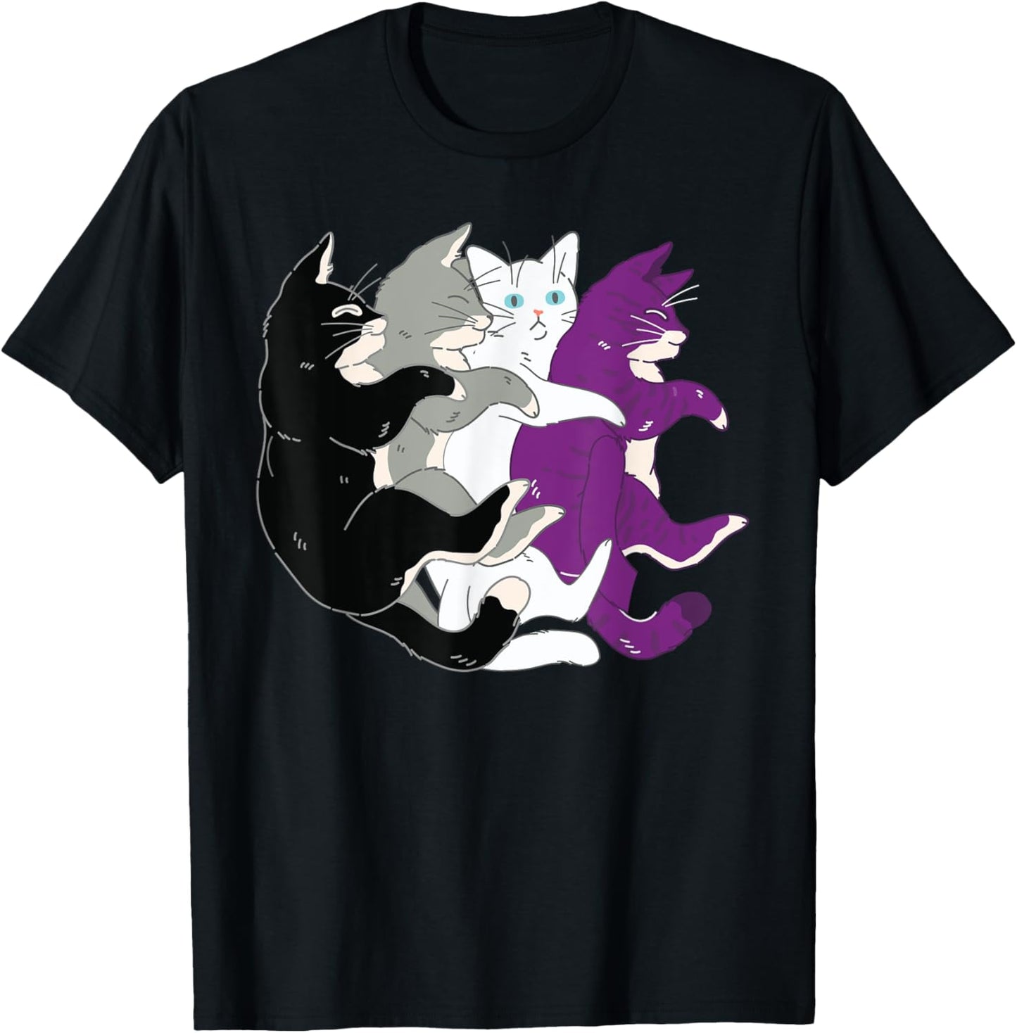LGBTQ Asexual Pride Flag - Cats Pile Asexual T-Shirt