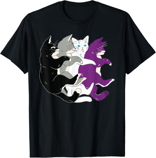 LGBTQ Asexual Pride Flag - Cats Pile Asexual T-Shirt