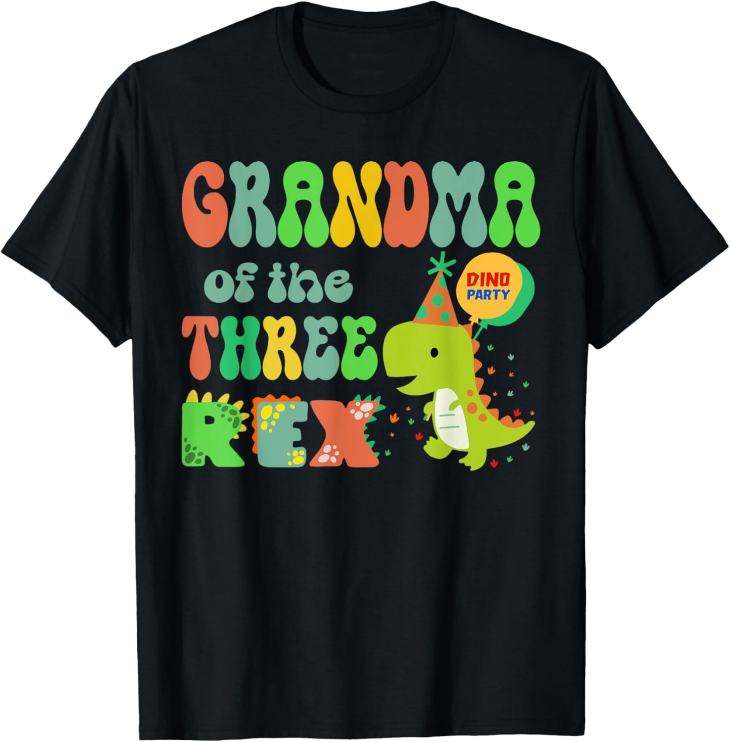 Grandma of the Three Rex Birthday Dinosaur Family Matching T-Shirt
