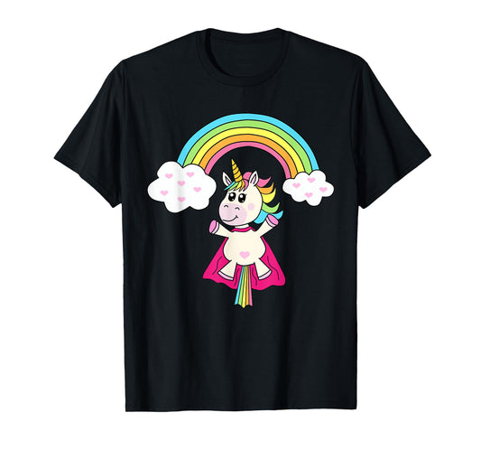Unicorn Superhero flies to the rainbow T-Shirt T-Shirt