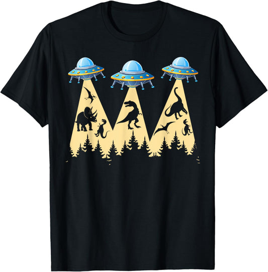 Funny Dinosaurs Alien UFO Abduction Dinosaur Lover T-Shirt