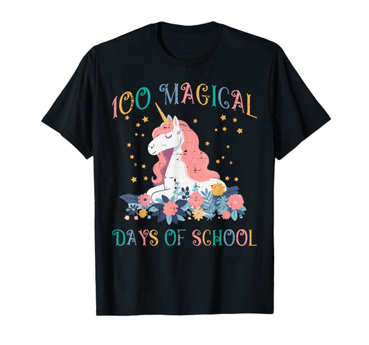 Unicorn 100 Magical Days School 100th Day Toddler Girls Kids T-Shirt
