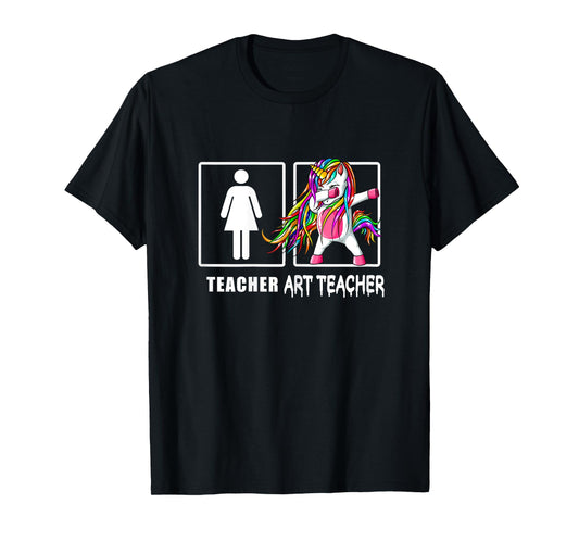 Cute Art Teacher Magical Dabbing Unicorn Gift Funny Artist Women T-Shirt
