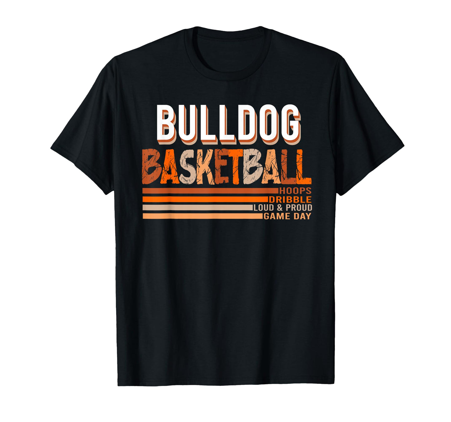Bulldogs School Spirit Orange Black Retro Basketball Bulldog Men Women Kids T-Shirt