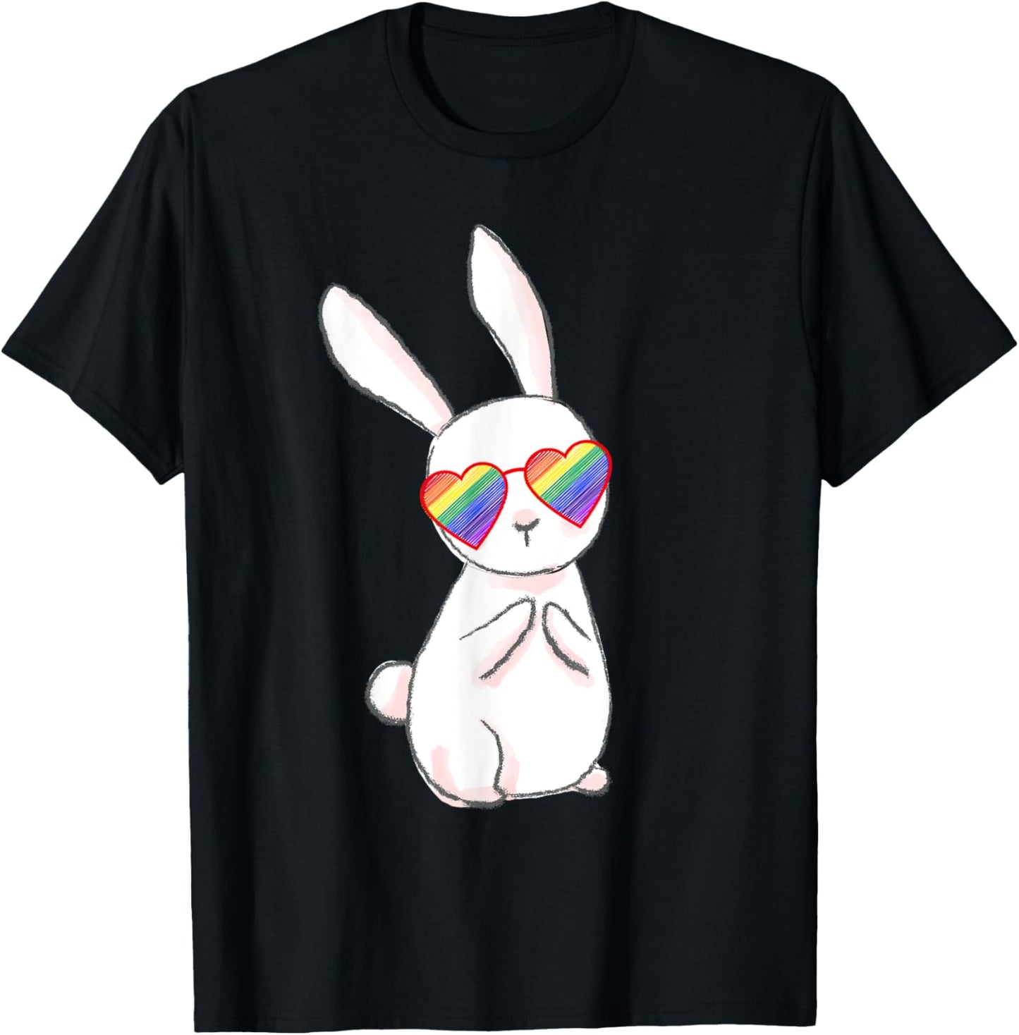 Gay Bunny Gay Pride Stuff LGBTQ Teen Girl Rainbow Sunglasses T-Shirt