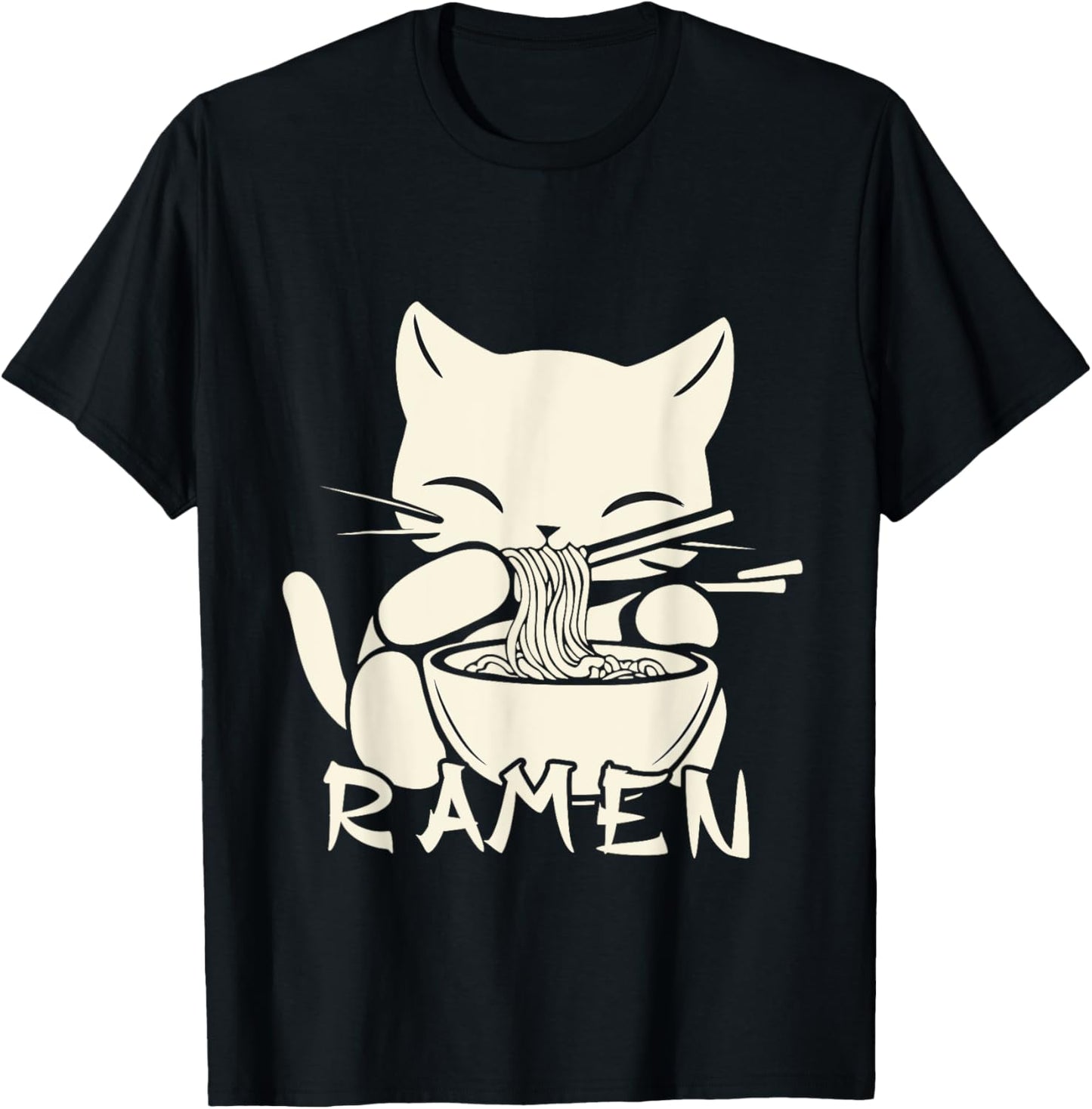 Kawaii Noodles Soup Anime Japanese Ramen Cat Teens Girls T-Shirt