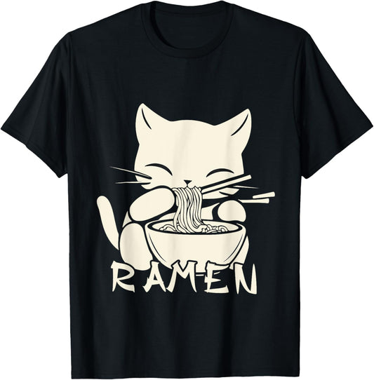 Kawaii Noodles Soup Anime Japanese Ramen Cat Teens Girls T-Shirt
