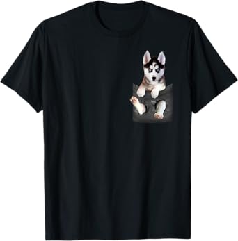 Siberian Husky In Pocket Puppy T Shirt T-Shirt