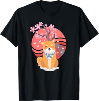 Funny Shiba Inu Cherry Blossoms Cute Japanese Dog Lover Gift T-Shirt