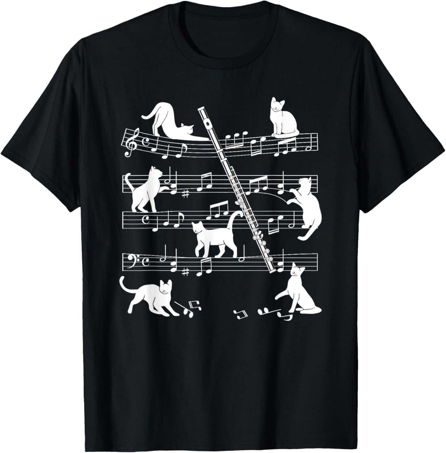 Flautist or Flutist Cats for Cat loving Flute player T-Shirt