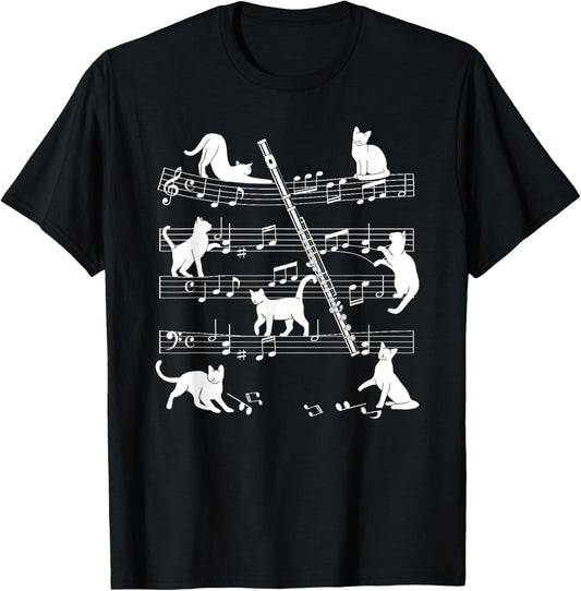Flautist or Flutist Cats for Cat loving Flute player T-Shirt