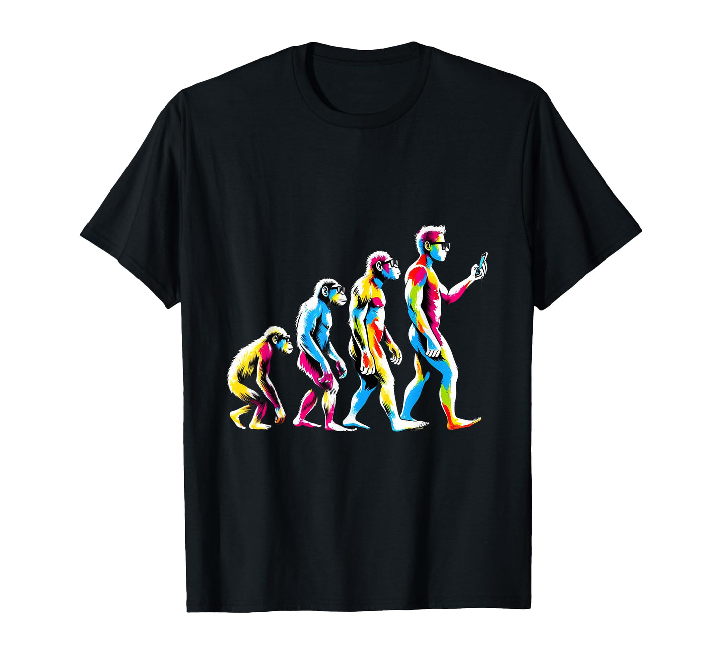 Funny Evolution of Man to Mobile Phone Nerd Geek Monkey T-Shirt