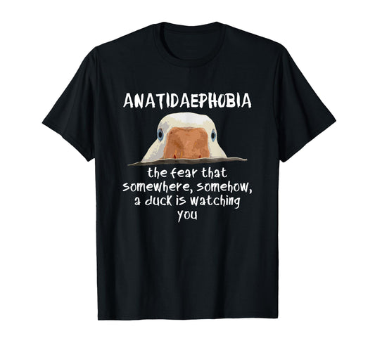 Swanky Bazaar Funny Duck Print Bird Quack Hunter Phobia Anatidaephobia T-Shirt