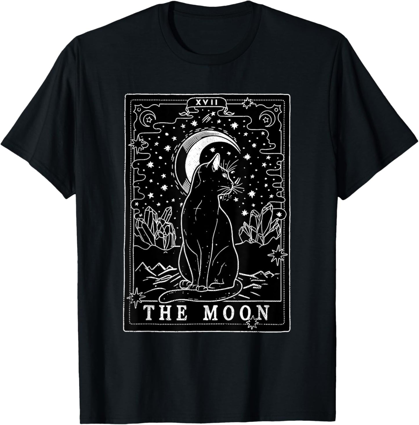 Graphic Cat Lovers Moon Tarot Card | Cat Tarot Card The Moon T-Shirt