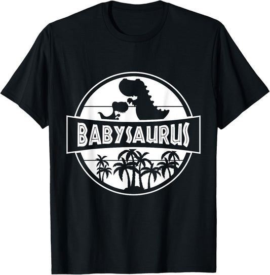 Fun Cute Babysaurus With Parent and Retro Vintage For Baby T-Shirt
