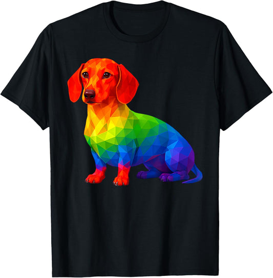 Funny Dachshund Dog Rainbow Flag Gay Lesbian Pride Ally LGBT T-Shirt