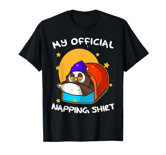 Funny Sleeping Owl Bird Pyjamas Gift Cute Official Napping T-Shirt
