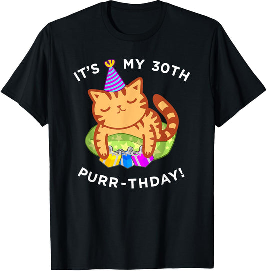 Fun 3oth Birthday Cat T-Shirt, My 3oth Purrthday Kitten Tee