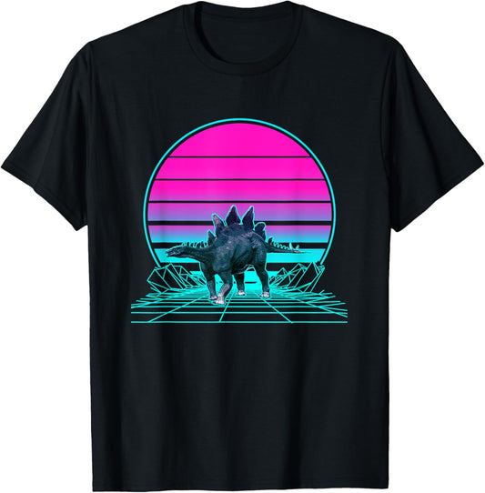 Vintage Retro Sunset Stegosaurus T-Shirt