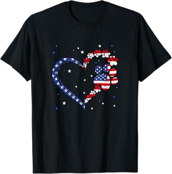 American Flag Patriotic Dog Cat 4Th Of July T-Shirt