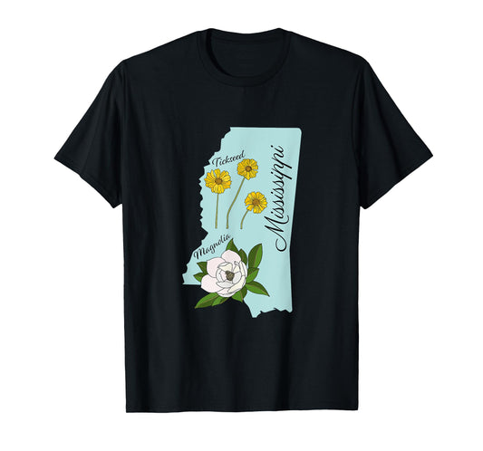 State of Mississippi Flower Magnolia & Wildflower Tickseed T-Shirt