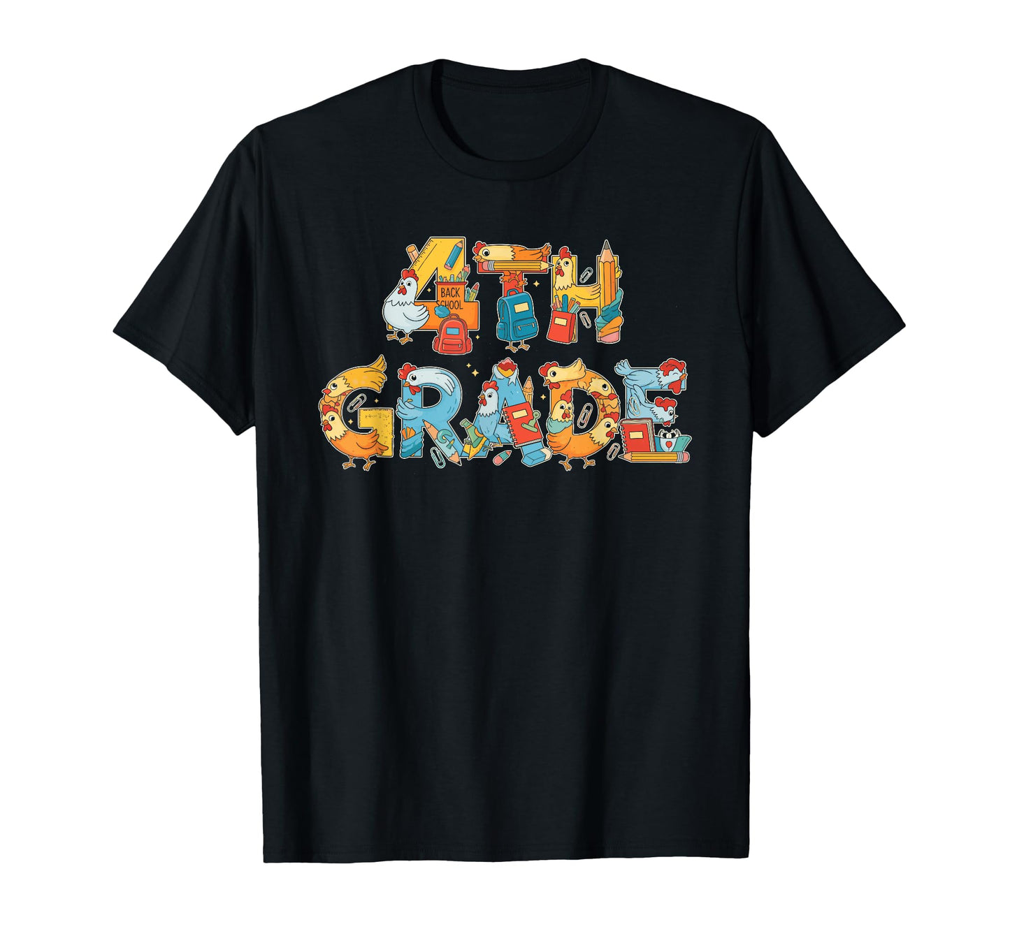 Funny Chicken Fourth Grade Back to School Kids Boys Girls T-Shirt