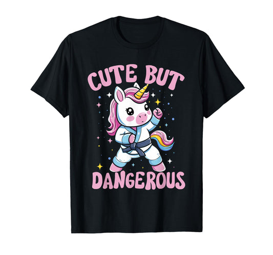 Cute But Dangerous Kawaii Unicorn Playing Karate Girls T-Shirt