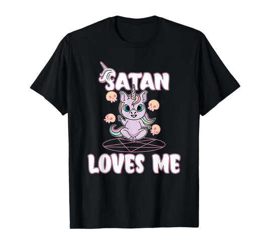 Satan Loves Me - Satanic Unicorn Satanism Baphomet T-Shirt