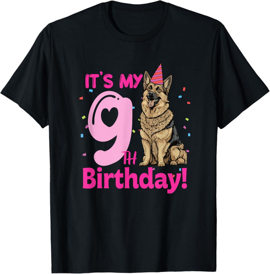It's My 9th Birthday German Shepherd Dog Lovers 9 Years Old T-Shirt