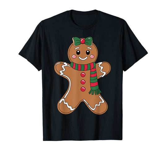 Cute Gingerbread with Bow Christmas Costume Xmas T-Shirt