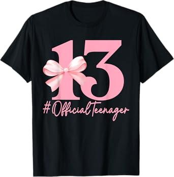Birthday Girl Pink Coquette Bow 13 Year Old Aesthetic Girly T-Shirt