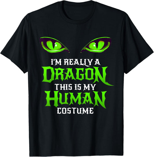 Halloween Dragon Costume Not Human Eyes Shirt Green T-Shirt