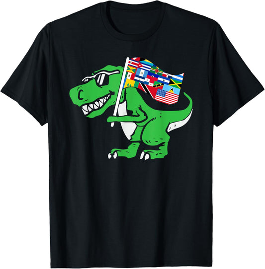 Dinosaur Latin Countries Flag Hispanic Heritage Month Pride T-Shirt