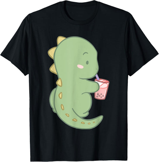 Dinosaur Cute Boba Tea Kawaii Anime Japanese Neko Girl Teen T-Shirt
