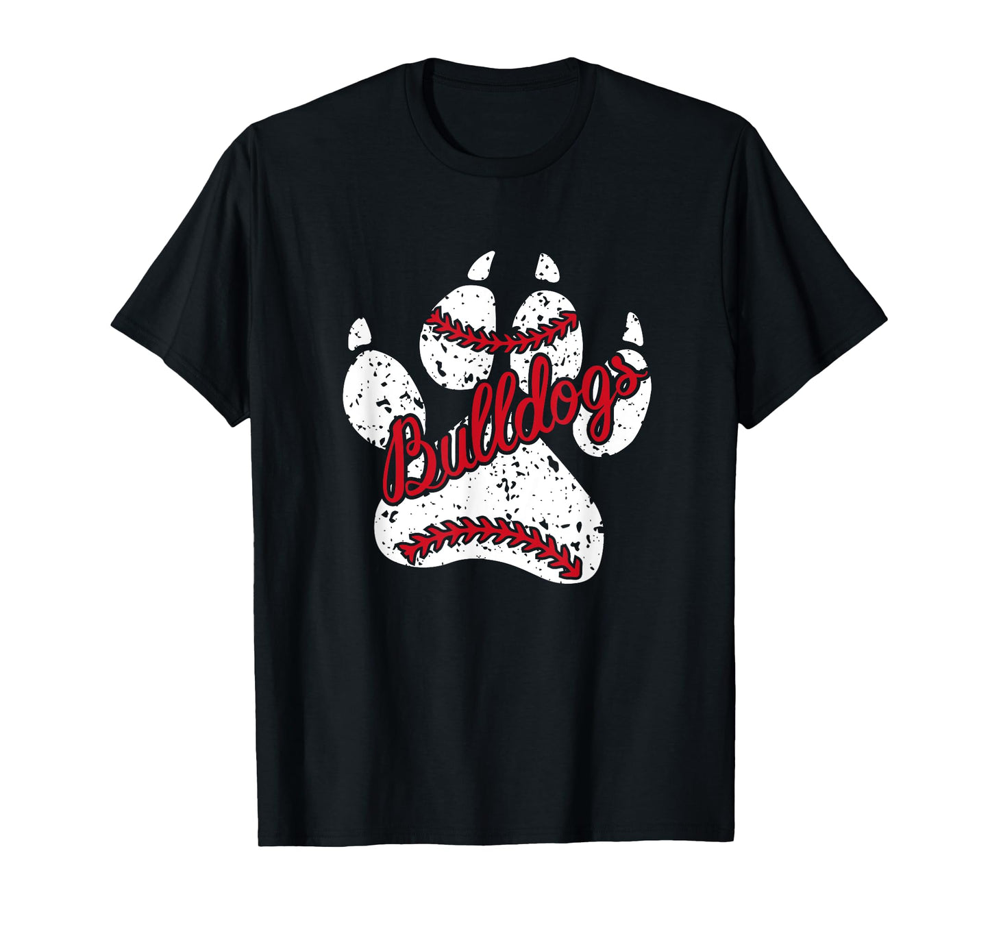 Go Bulldogs Pawprint School Mascot Spirit Baseball T-Shirt