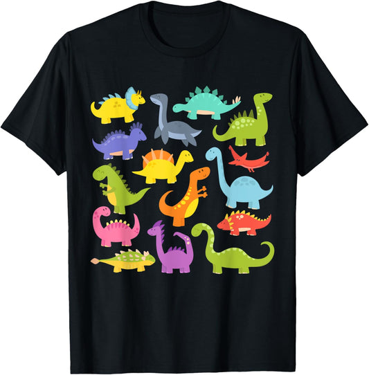 Different Types of Dinosaurs Boys Kids Girl Dinosaur Collage T-Shirt