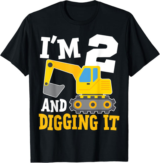 I'm Two 2nd Years Old Birthday Boy Excavator Construction T-Shirt