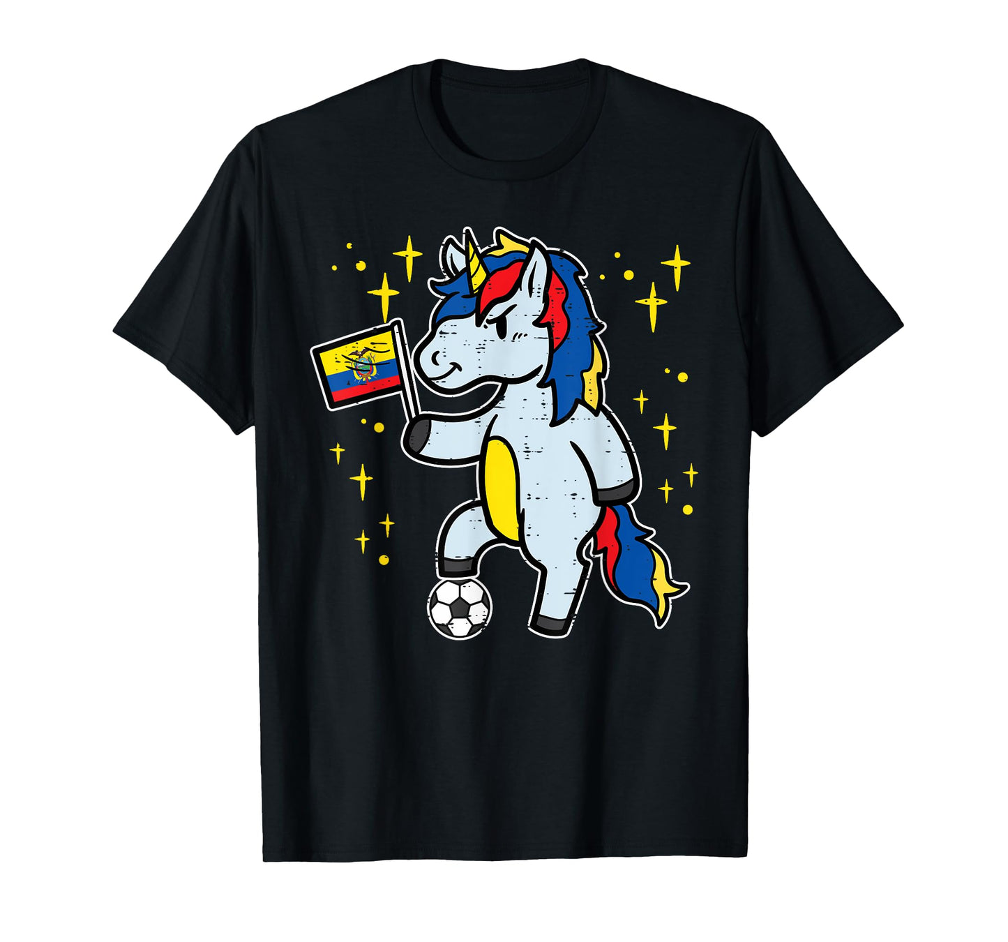 Ecuador Flag Unicorn Football Soccer Fan Women Girls Kids T-Shirt