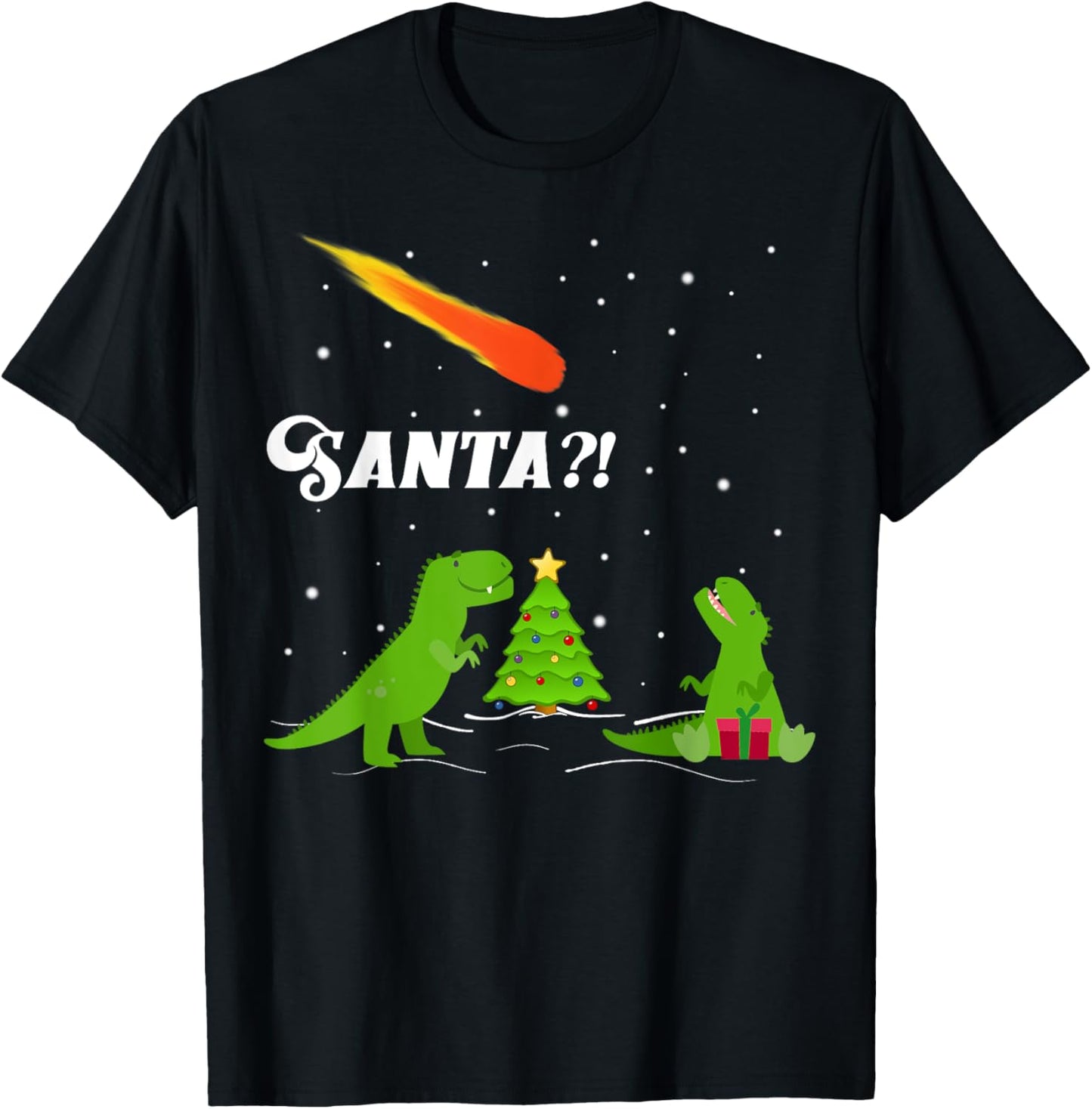"SANTA?!" Dinosaur Extinction Asteroid Christmas T-Shirt