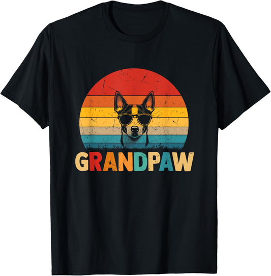 Funny Grandpaw Retro Vintage Basenji Lovers Grandpa Fathers T-Shirt