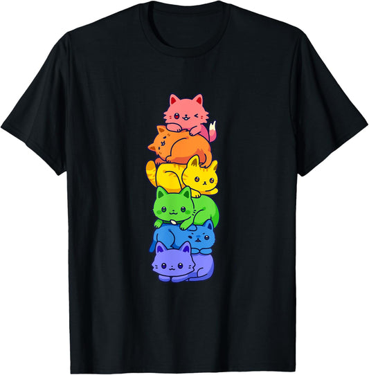 Rainbow Gay Pride Cat LGBT Cute Cats LGBTQ Ally Men Women T-Shirt