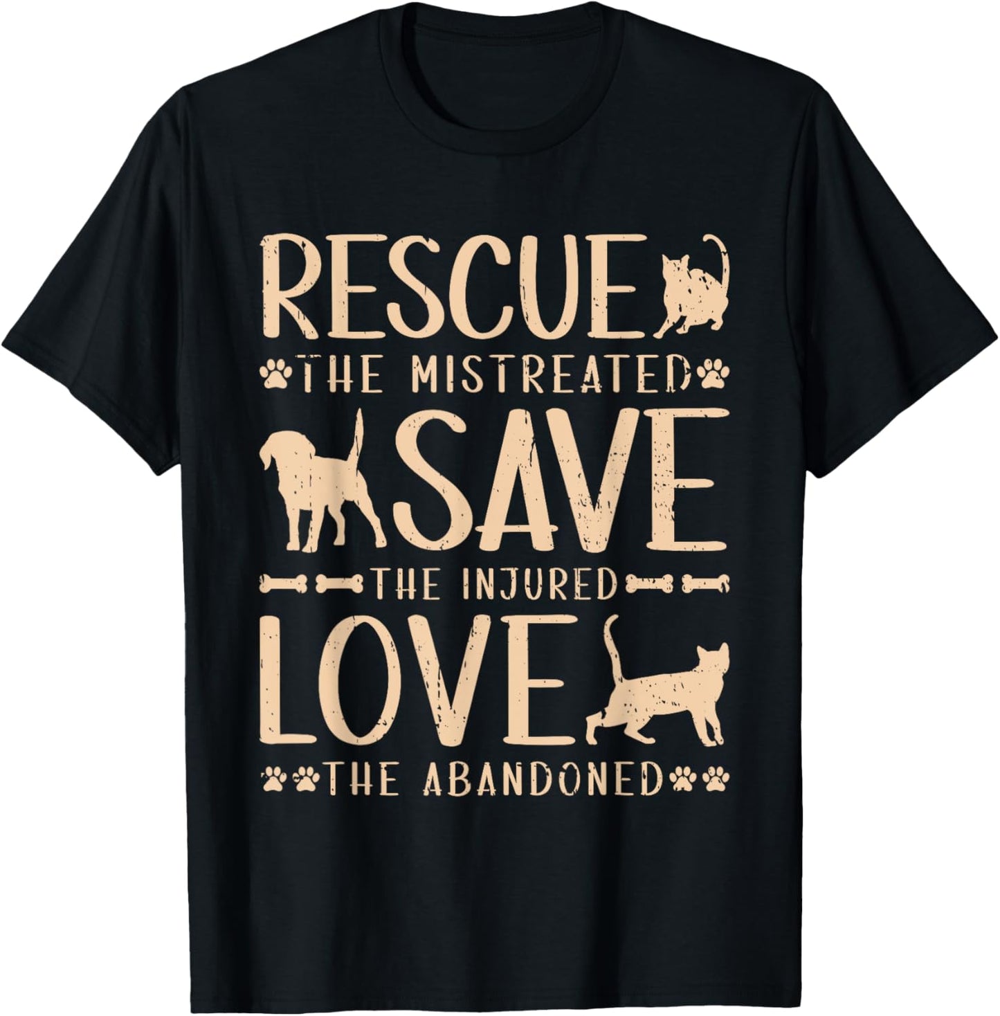 Rescue Save Love, Animal Rescue Dog Cat Lovers T-Shirt