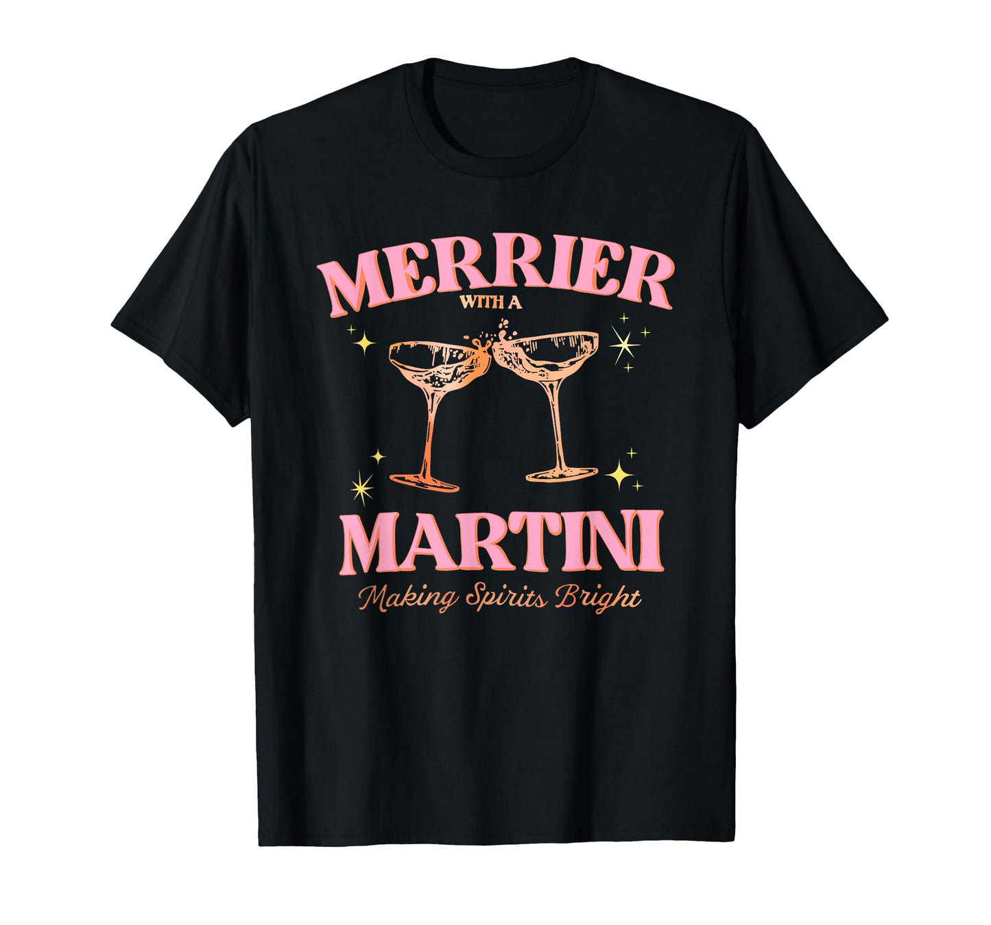 Funny Merrier with a Martini Bachelorette Merry Christmas T-Shirt