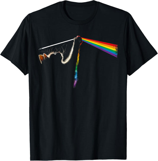 Vintage Cat Lover Dad Cat Mom Prism Rainbow Light Rock Music T-Shirt
