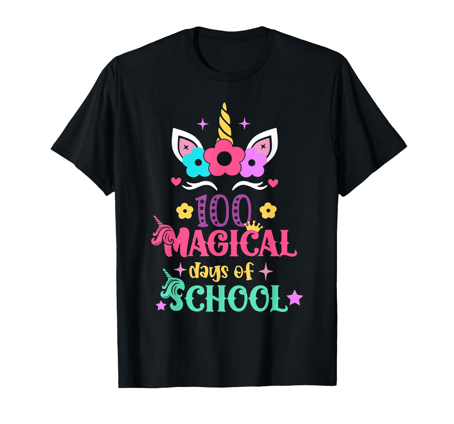 100th Day of School Unicorn 100 Magical Days Women Girls T-Shirt