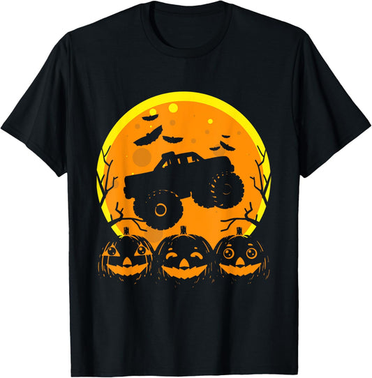 Monster truck Halloween Bat Pumpkin Costume Kids Boys T-Shirt